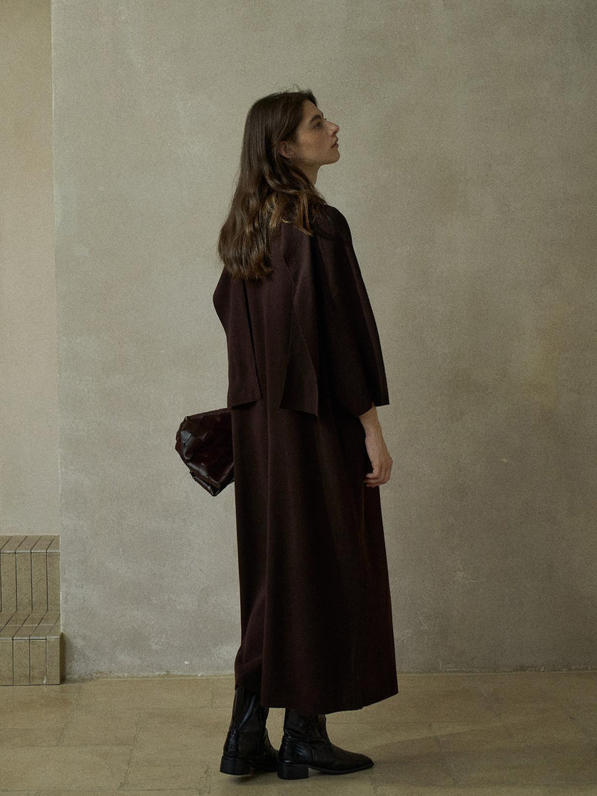 Elvara Wool Tie-Sleeve Knit Dress