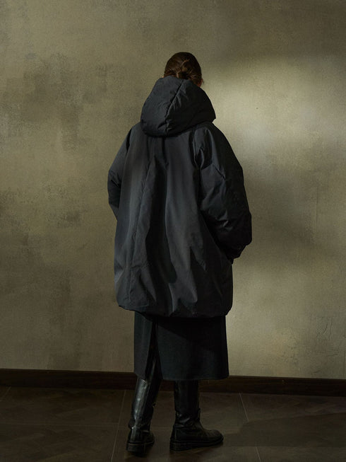 Veloria Stand-Collar Hooded Puffer Jacket