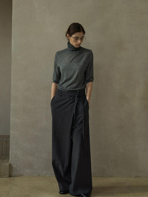 Eren Pantalon Croisé en Laine Douce