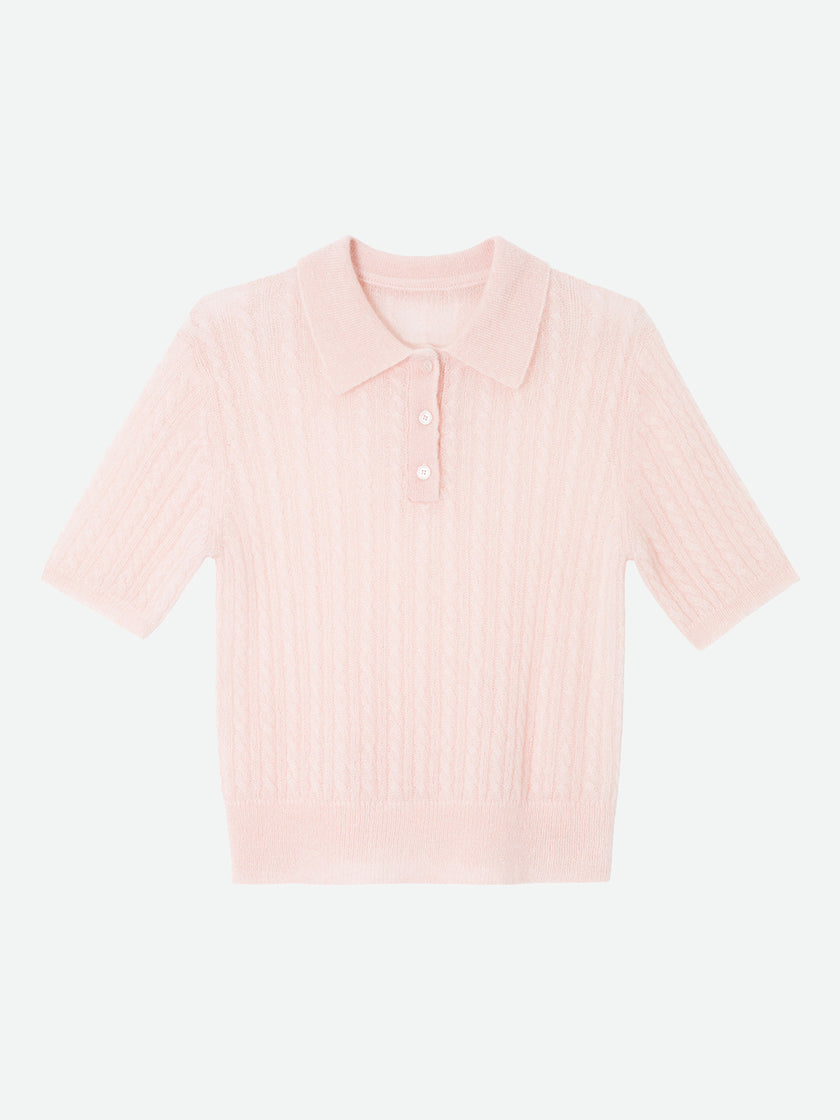 Cinder Curve Mohair Knit Polo
