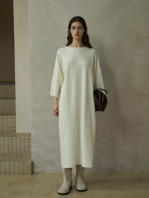 Elvara Wool Tie-Sleeve Knit Dress