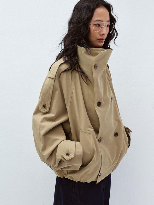 Chaqueta Trench con Cuello Vuelto