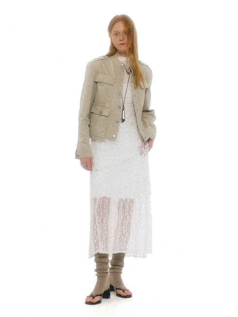 Jupe En Lin Cendrée À Panneaux