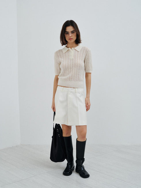 Cinder Curve Mohair Knit Polo