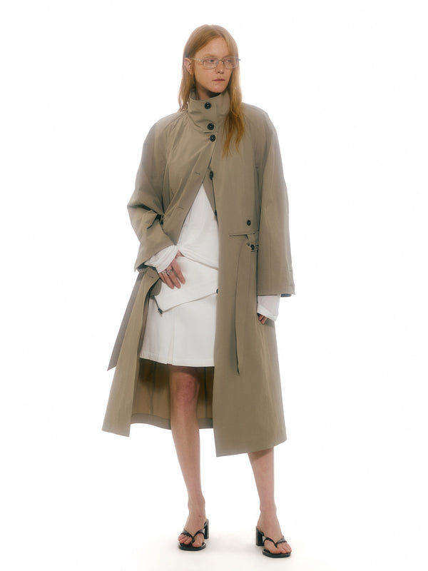 Jupe En Lin Cendrée À Panneaux