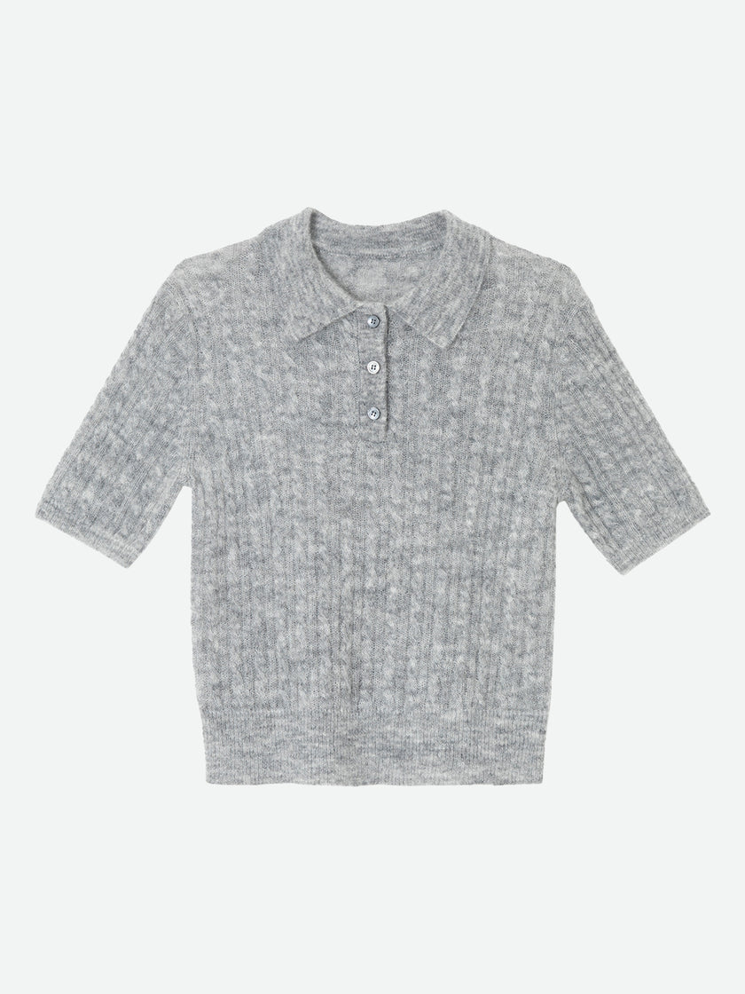 Cinder Curve Mohair Knit Polo