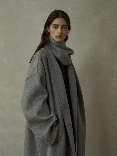 Halo Double-Faced Wool Coat with Scarf