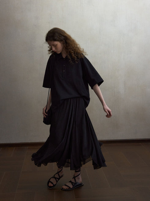 Inkveil Drape Gathered Skirt