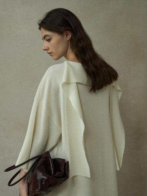 Elvara Wool Tie-Sleeve Knit Dress