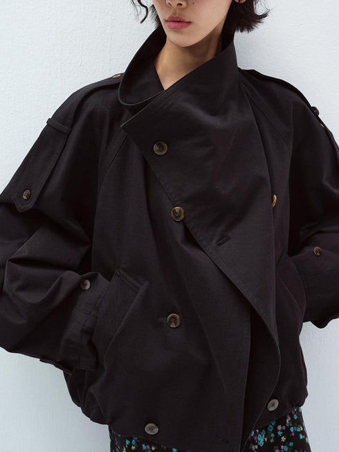Chaqueta Trench con Cuello Vuelto