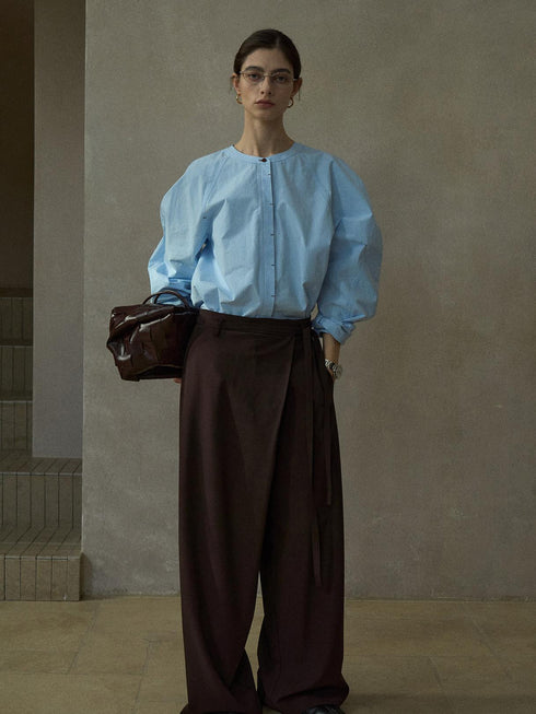 Eren Pantalon Croisé en Laine Douce