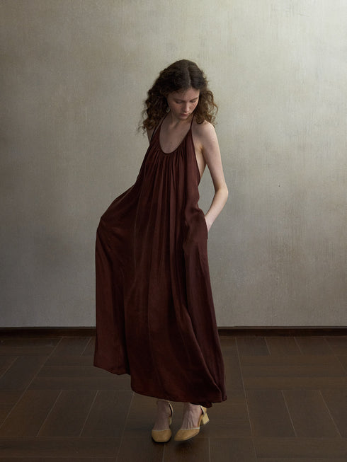 Nightfall Column Gathered Dress