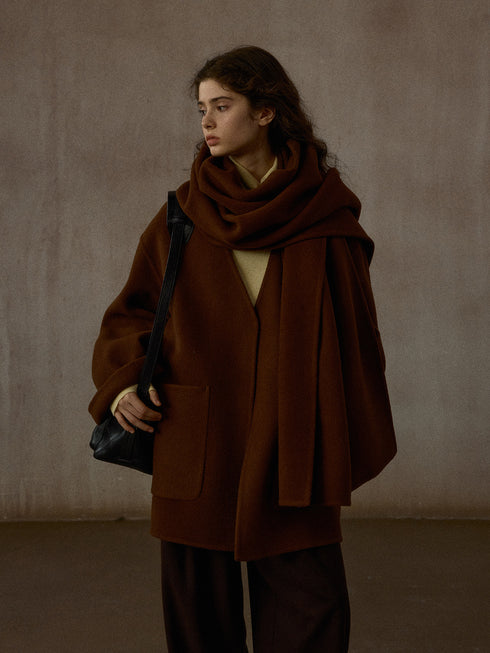 Solace Scarf-Collar Double-Faced Wool Coat