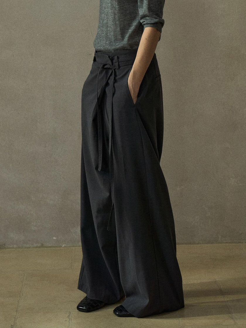 Eren Pantalon Croisé en Laine Douce