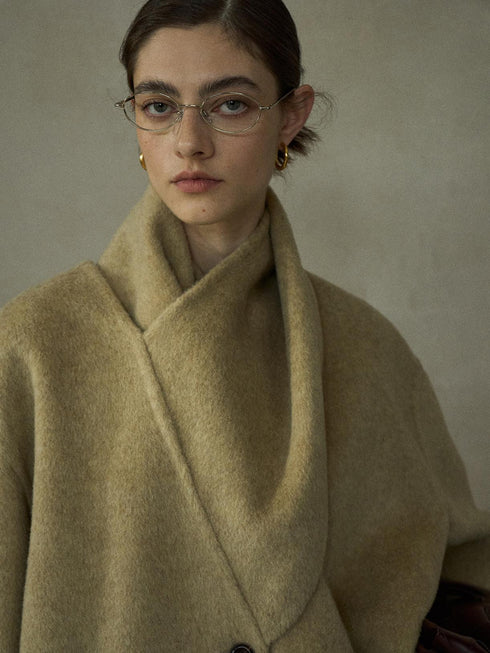 Manteau en laine réversible mono double face