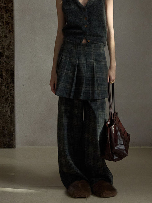 Sable Pleated Vintage Wool Skirt