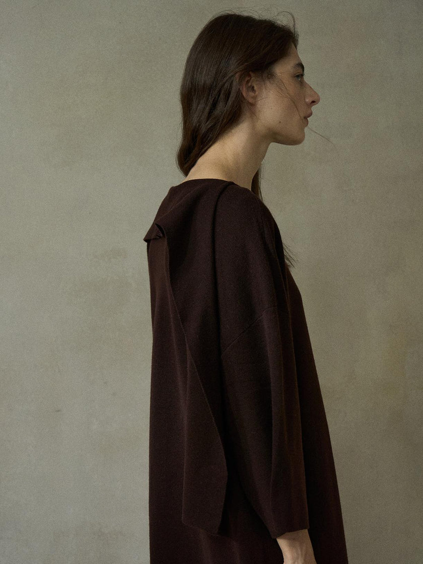 Elvara Wool Tie-Sleeve Knit Dress