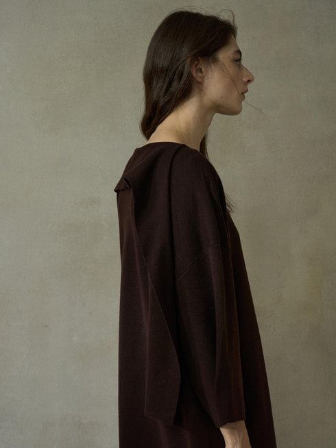Elvara Wool Tie-Sleeve Knit Dress