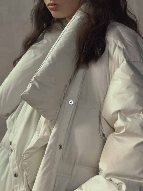 Veloria Wrap-Style Long Down Coat