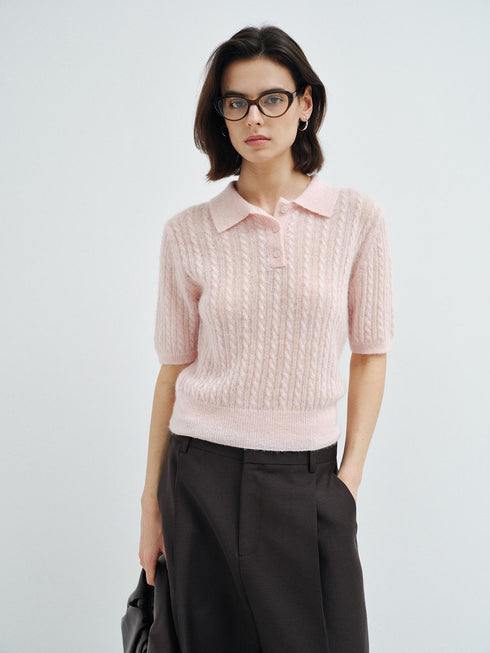 Cinder Curve Mohair Knit Polo