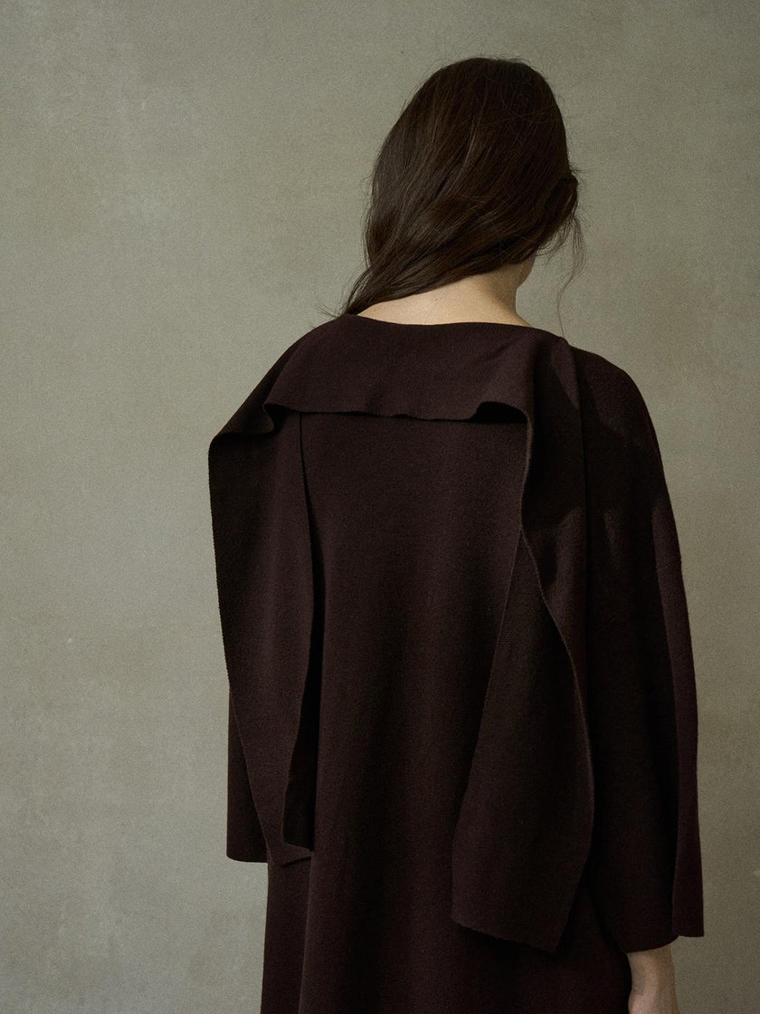 Elvara Wool Tie-Sleeve Knit Dress