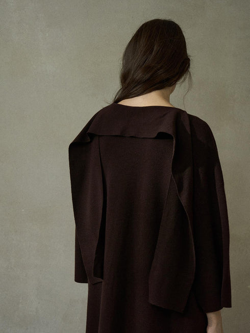 Elvara Wool Tie-Sleeve Knit Dress