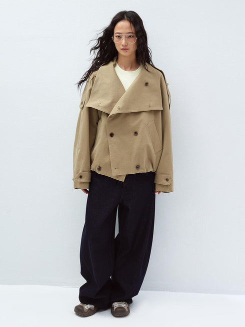 Chaqueta Trench con Cuello Vuelto