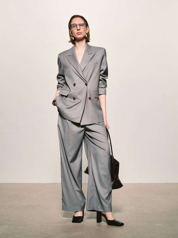 Pinstripe Wool-Blend Blazer