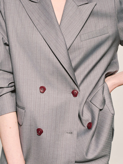 Pinstripe Wool-Blend Blazer