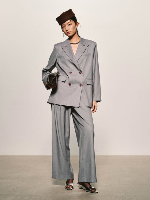 Pinstripe Wool-Blend Blazer