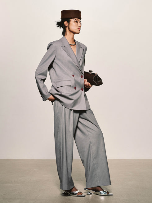 Pinstripe Wool-Blend Blazer