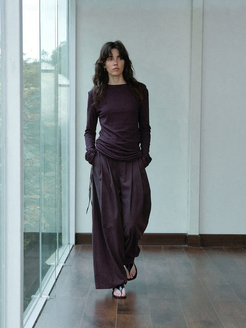 Sable Linen Ruche Pullover