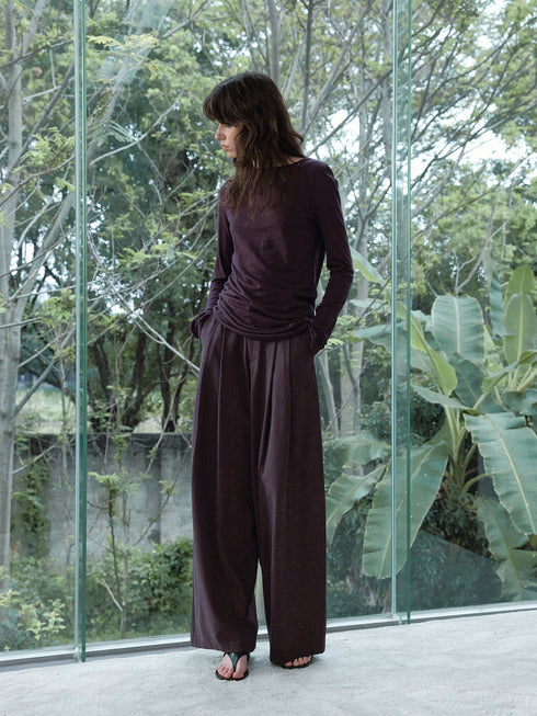 Sable Linen Ruche Pullover