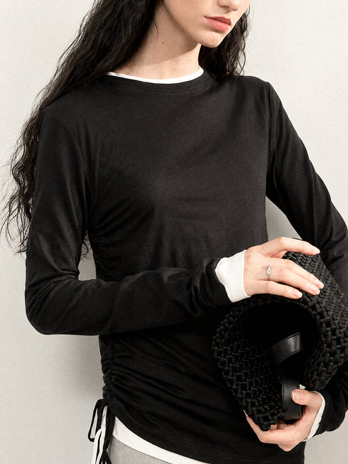 Sable Linen Ruche Pullover