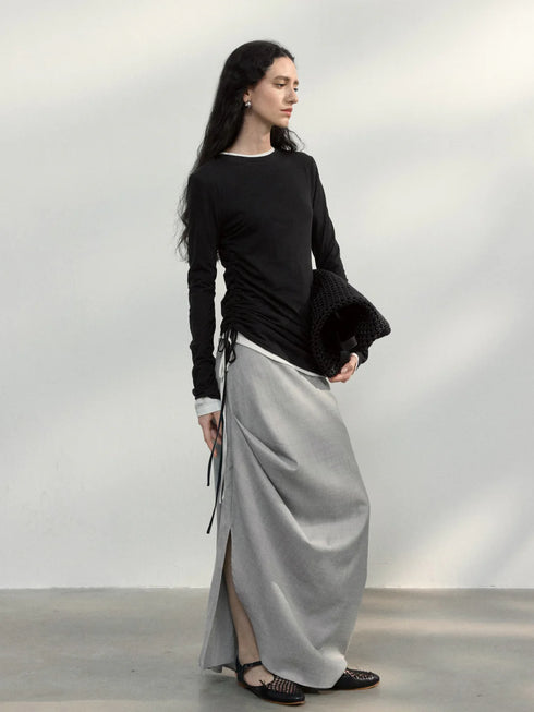 Sable Linen Ruche Pullover