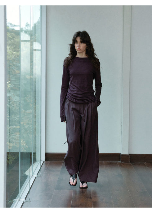 Sable Linen Ruche Pullover