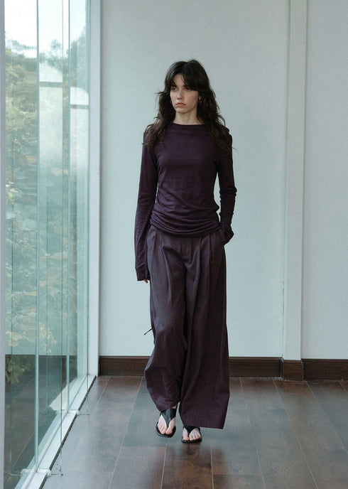 Sable Linen Ruche Pullover
