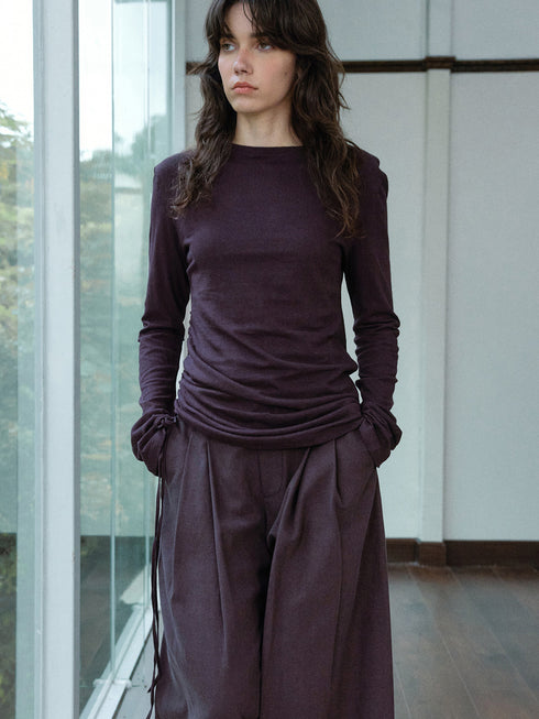 Sable Linen Ruche Pullover