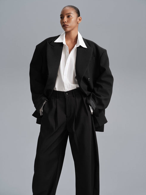 Kavi Oversized Frame Blazer - Black