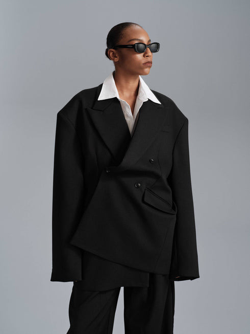 Kavi Oversized Frame Blazer - Black