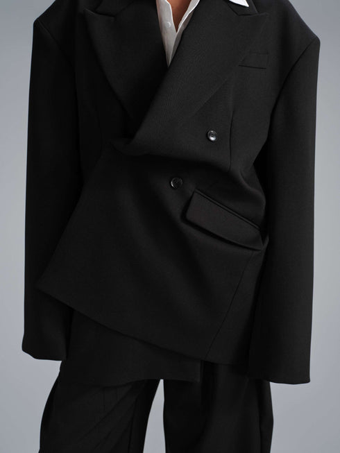 Kavi Oversized Frame Blazer - Black