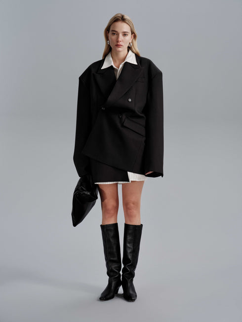 Kavi Oversized Frame Blazer - Black