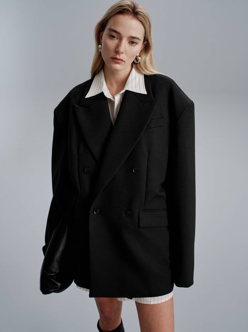 Kavi Oversized Frame Blazer - Black