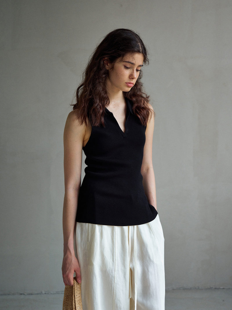 Umber Ribbed Polo Tank