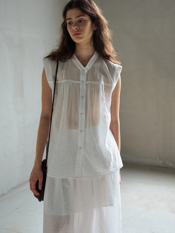 Sombra Camicia Trasparente Senza Maniche