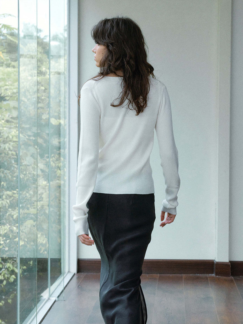 Rib Wool Veil Cardigan