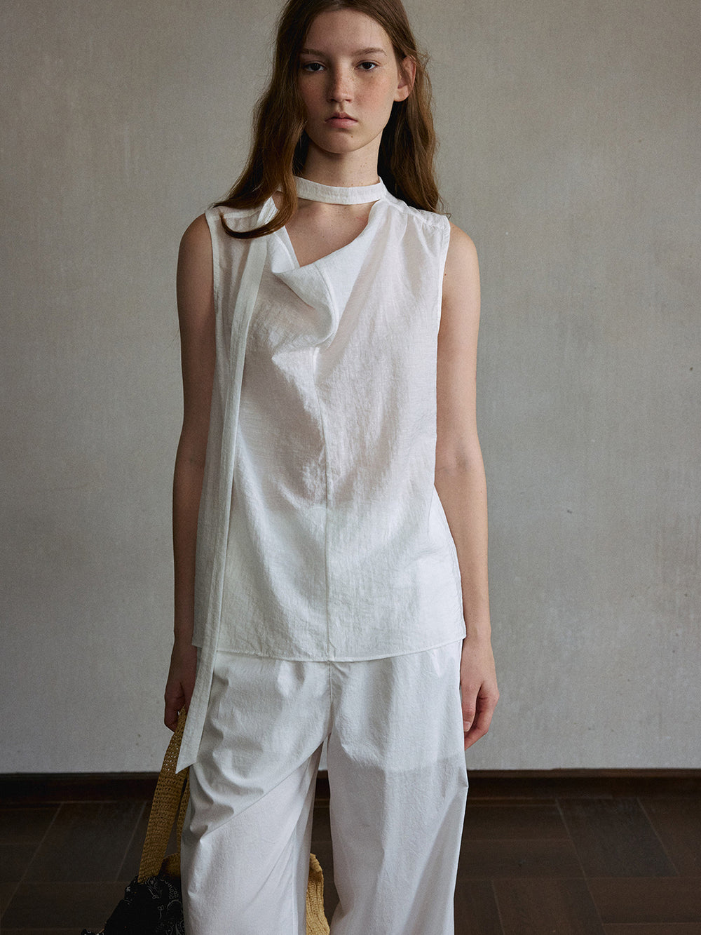 Zephyr Asymmetric Tie-Neck Top