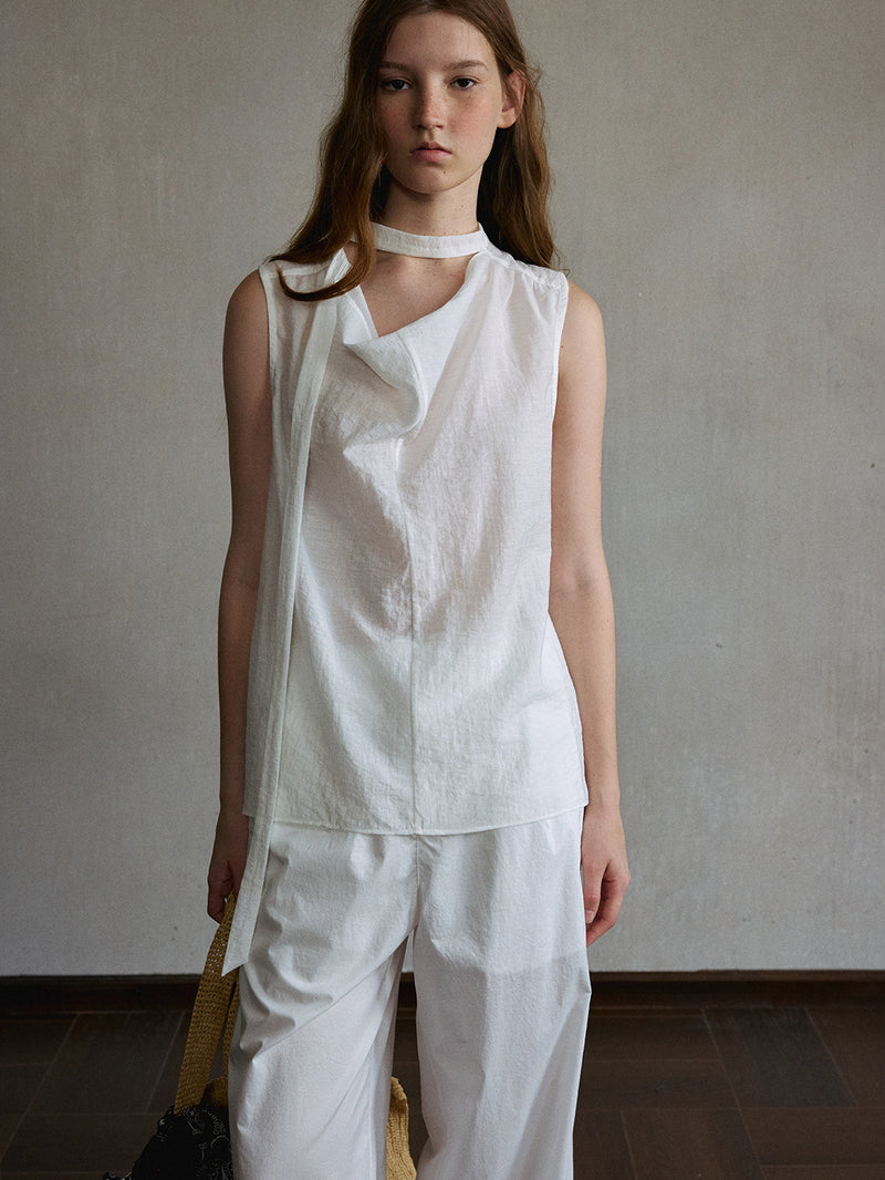 Zephyr Asymmetric Tie-Neck Top