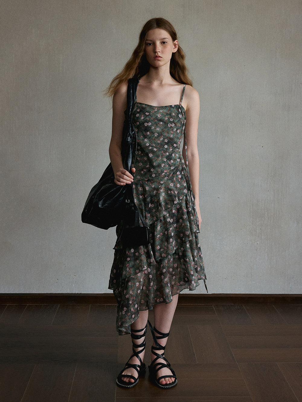 Quartz Asymmetric Ruffle Dress
