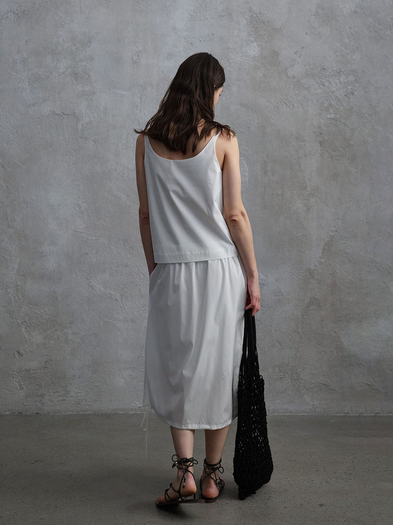 Umber Satin Drawstring Skirt